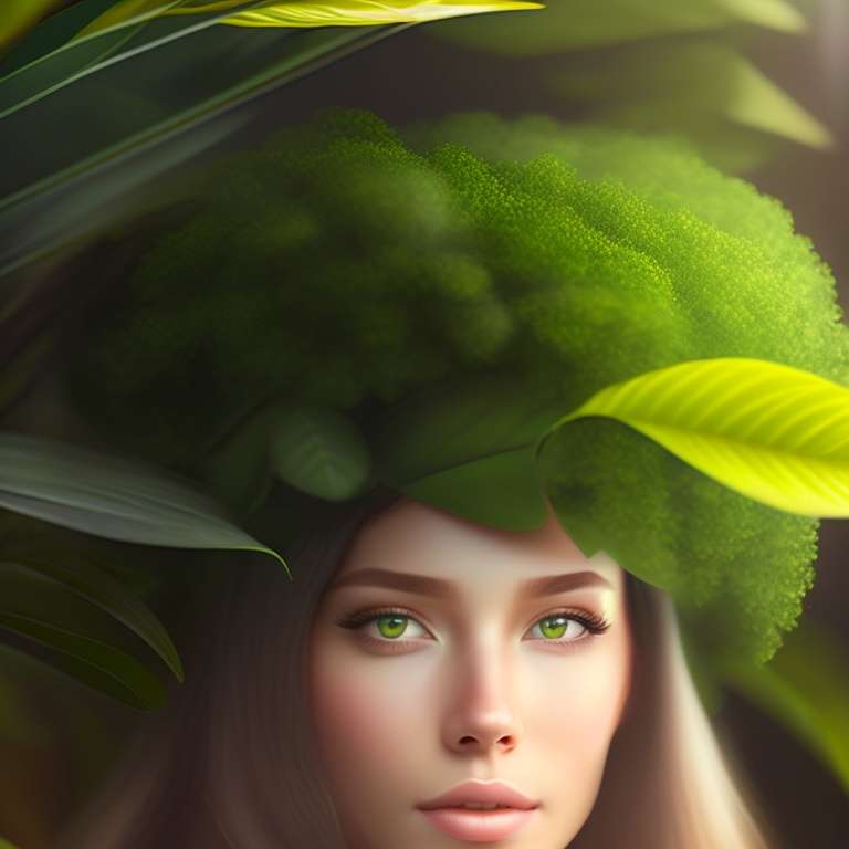 Πράσινα φύλλα γυναικών συρόμενο παζλ online