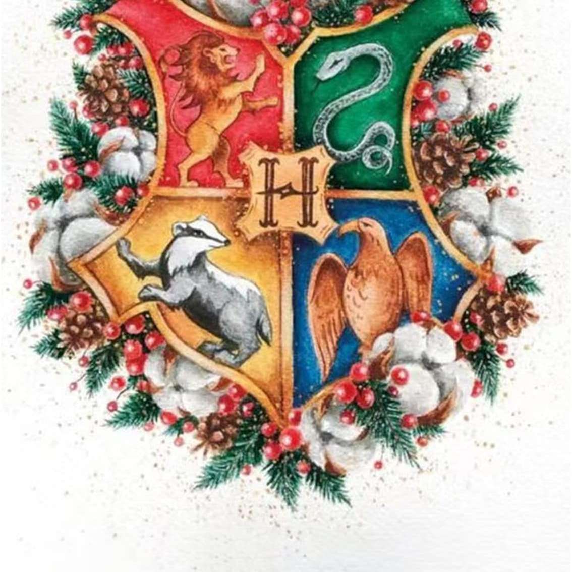 Świąteczny herb Hogwartu puzzle przesuwne online
