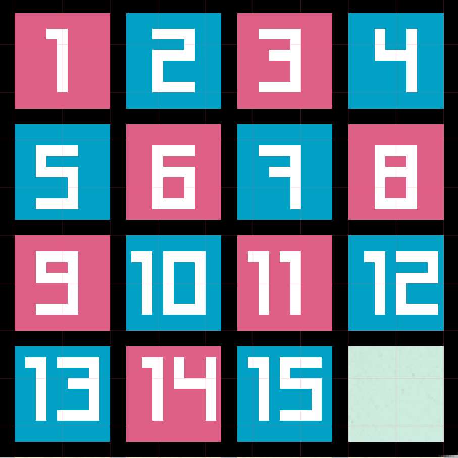 červené a modré 15 puzzle online puzzle