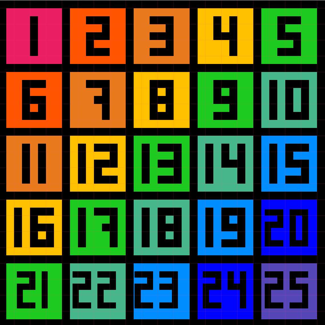 24 rompecabezas (5x5) coloridos puzzle deslizante online