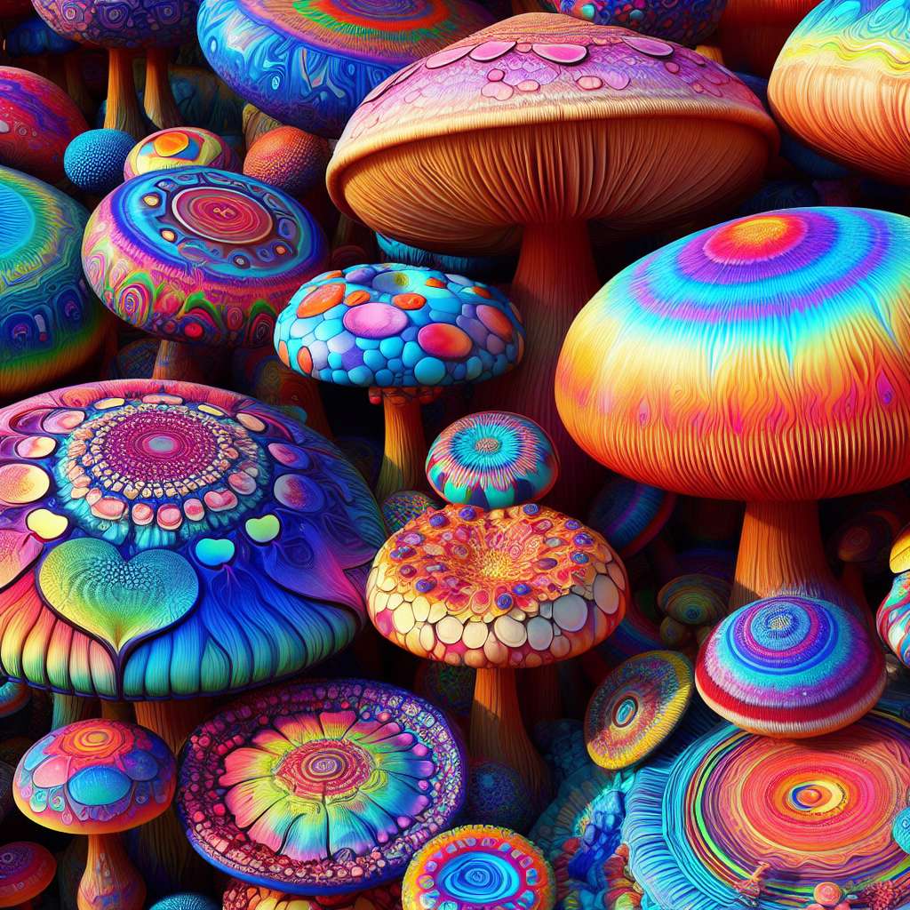 Psychedelické houby posuvné puzzle online