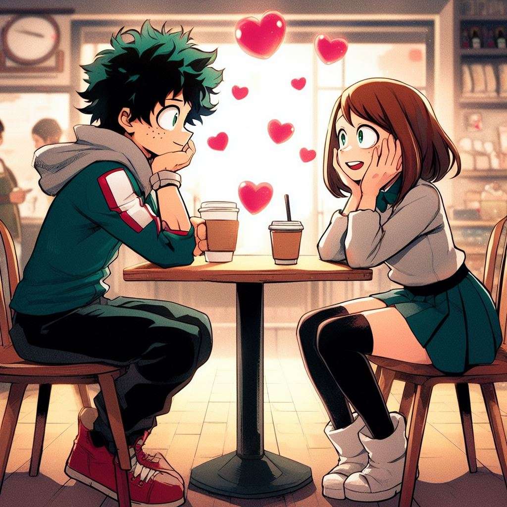 Deku i Ochako puzzle przesuwne online