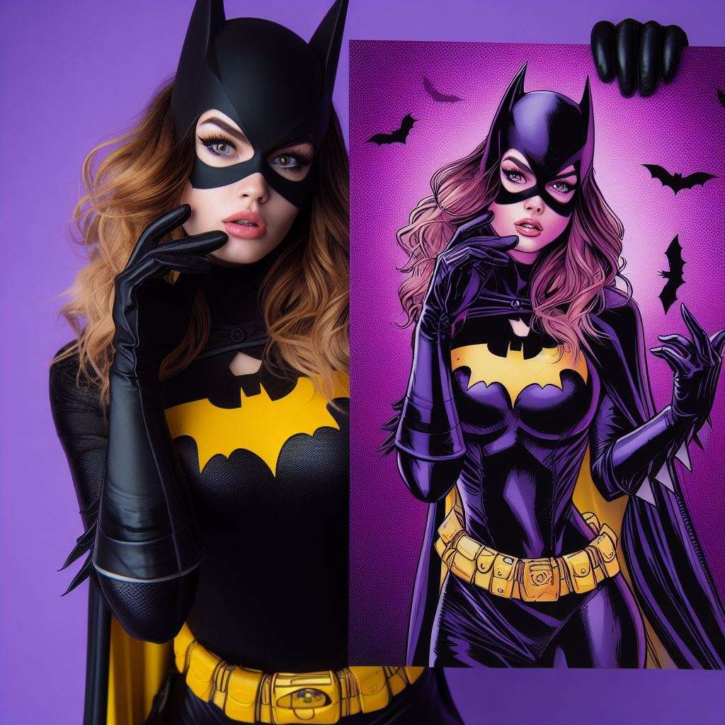 Batgirl con un cartel puzzle deslizante online