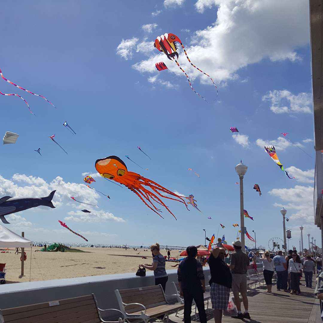 Kites à Ocean City contre Blue Sky puzzle en ligne