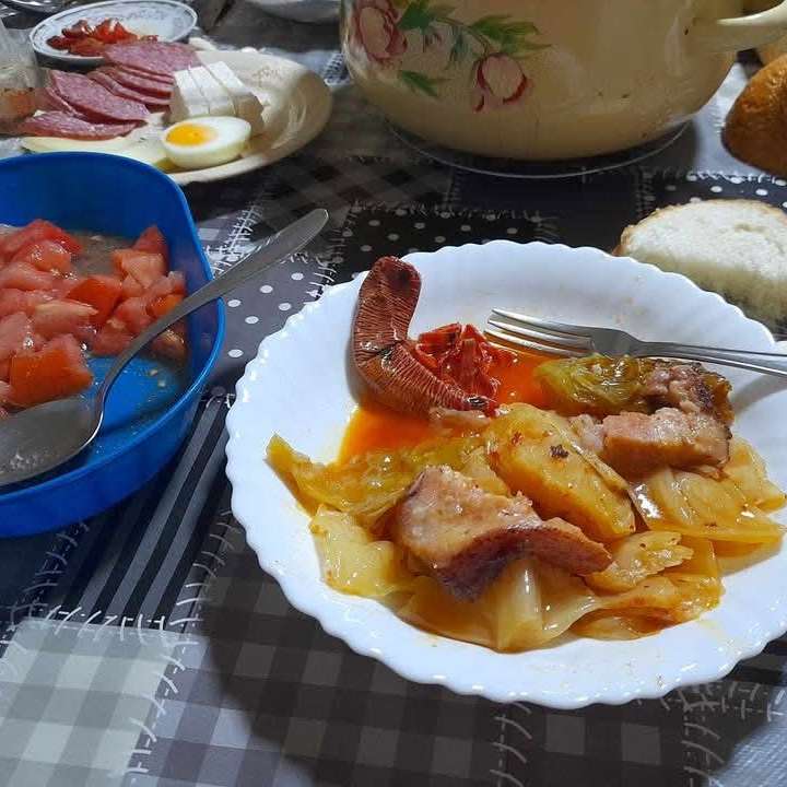 Сытный ужин онлайн-пазл