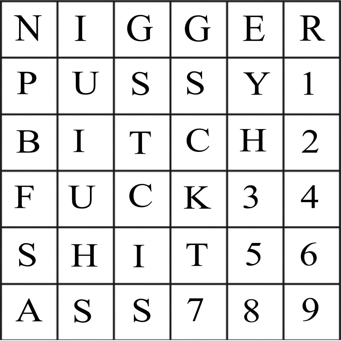 The Swear-9 Puzzle online puzzle
